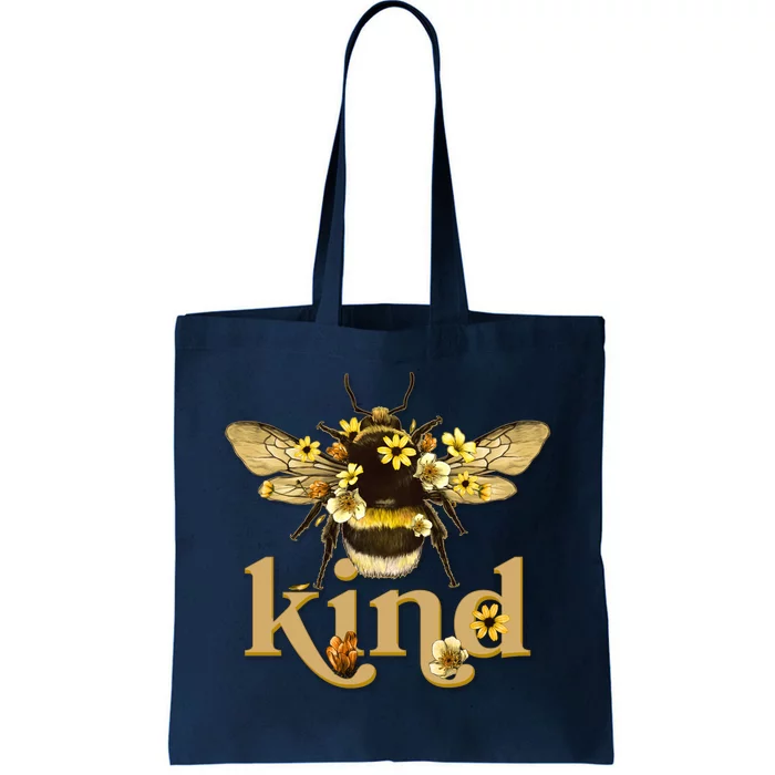 Cute Vintage Floral Bee Kind Tote Bag