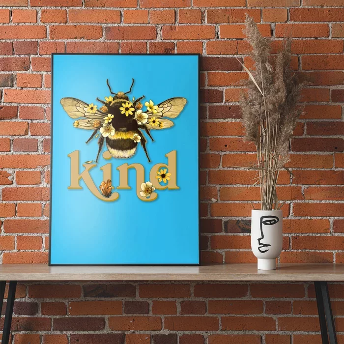 Cute Vintage Floral Bee Kind Poster