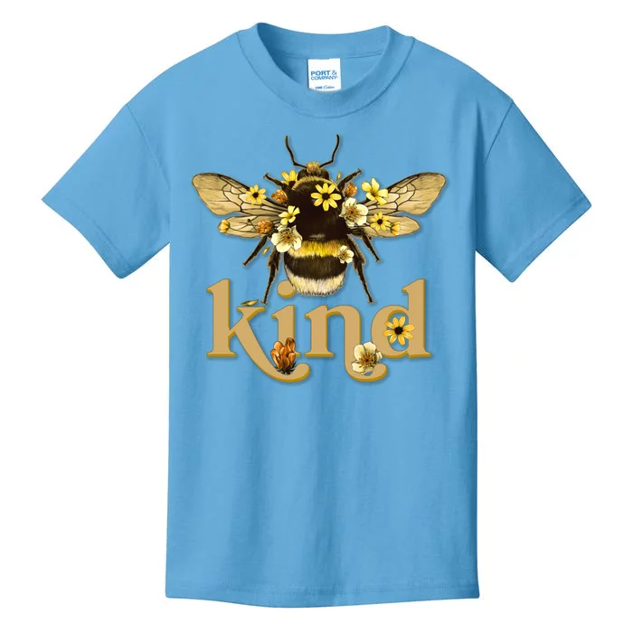 Cute Vintage Floral Bee Kind Kids T-Shirt