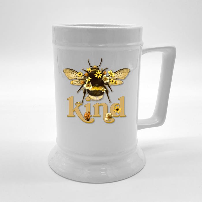 Cute Vintage Floral Bee Kind Front & Back Beer Stein