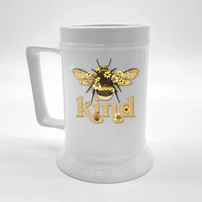 Cute Vintage Floral Bee Kind Front & Back Beer Stein