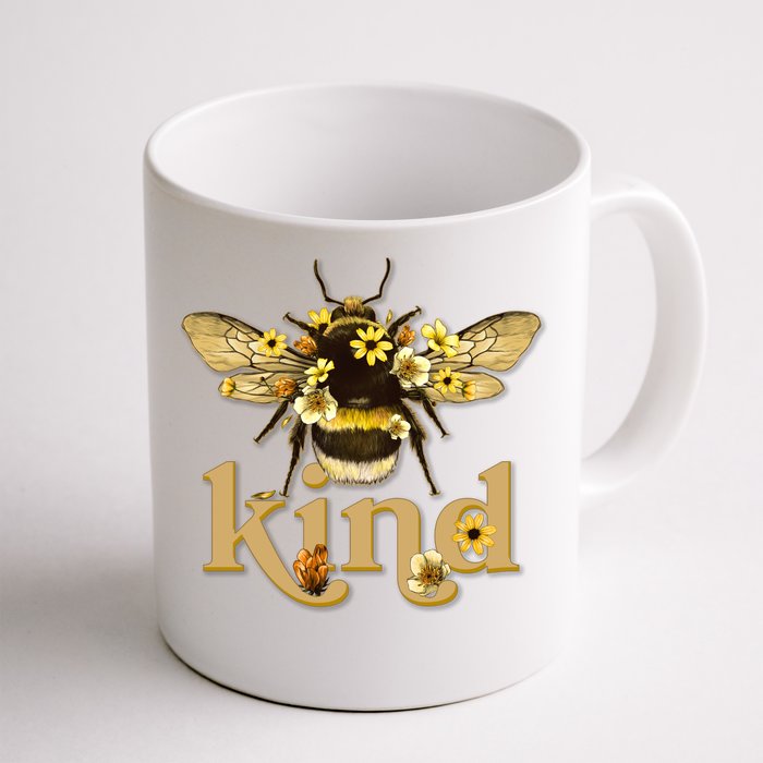 Cute Vintage Floral Bee Kind Front & Back Coffee Mug