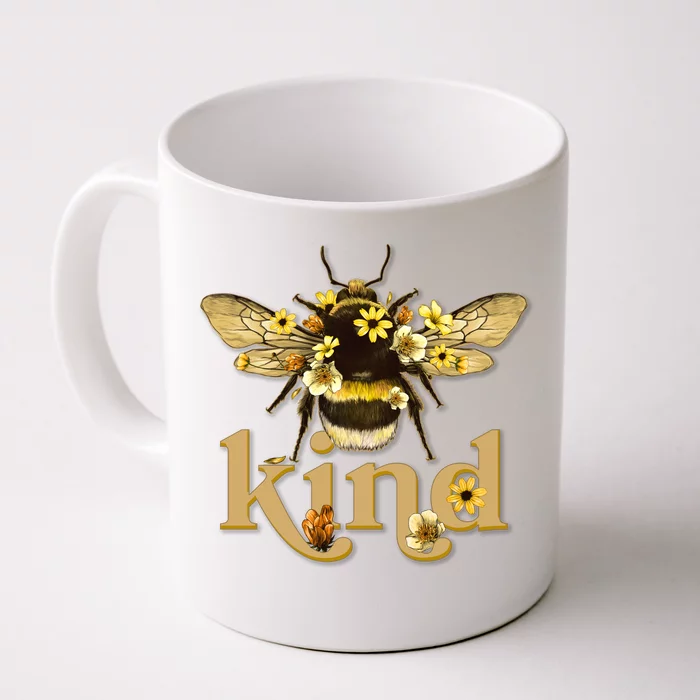 Cute Vintage Floral Bee Kind Front & Back Coffee Mug