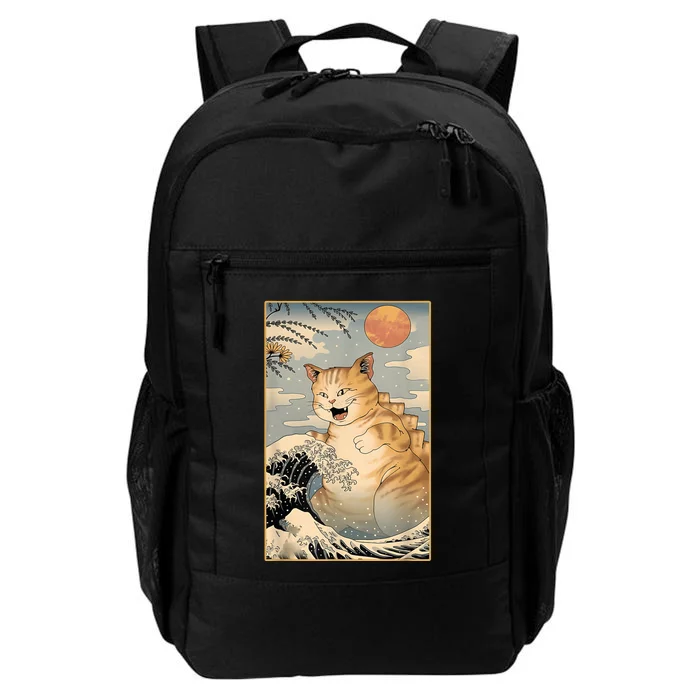 Catzilla Vintage Funny Cute Cat Art Japanese Sunset Kitten Lovers Daily Commute Backpack