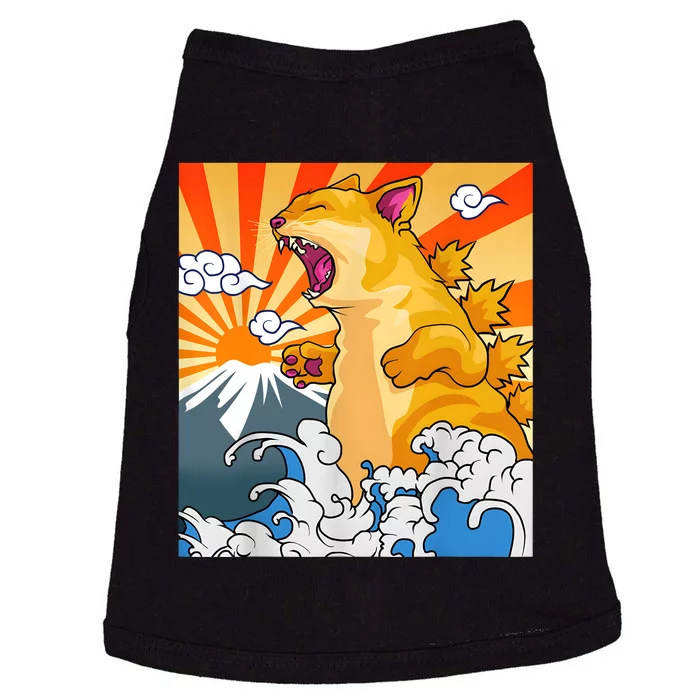 Catzilla Vintage Funny Cute Cat Art Japanese Sunset Kitten Lovers Doggie Tank