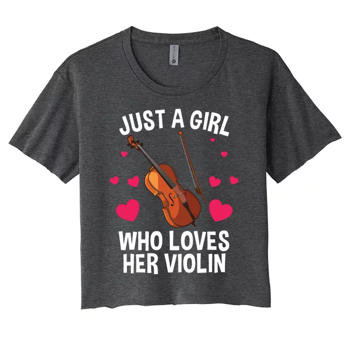 Cool Violin For Women Girl Fiddle Music Lover Violin Player Women's Crop Top Tee