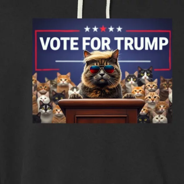 Cats Vote For Trump 2024 Election Garment-Dyed Fleece Hoodie