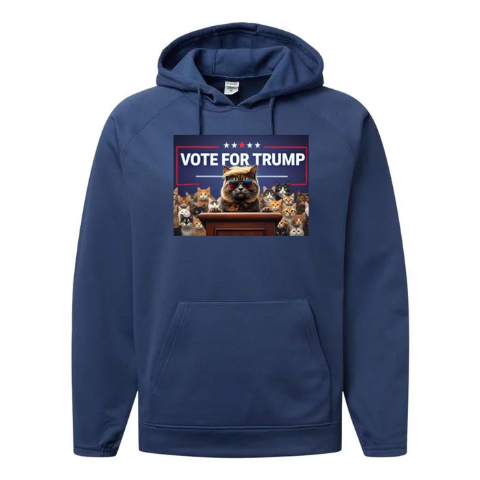 Cats Vote For Trump 2024 Election Performance Fleece Hoodie