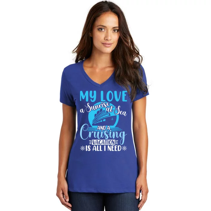 Cruising Vacation Family Trip Husband And Wife Cruising Funny Gift Women's V-Neck T-Shirt