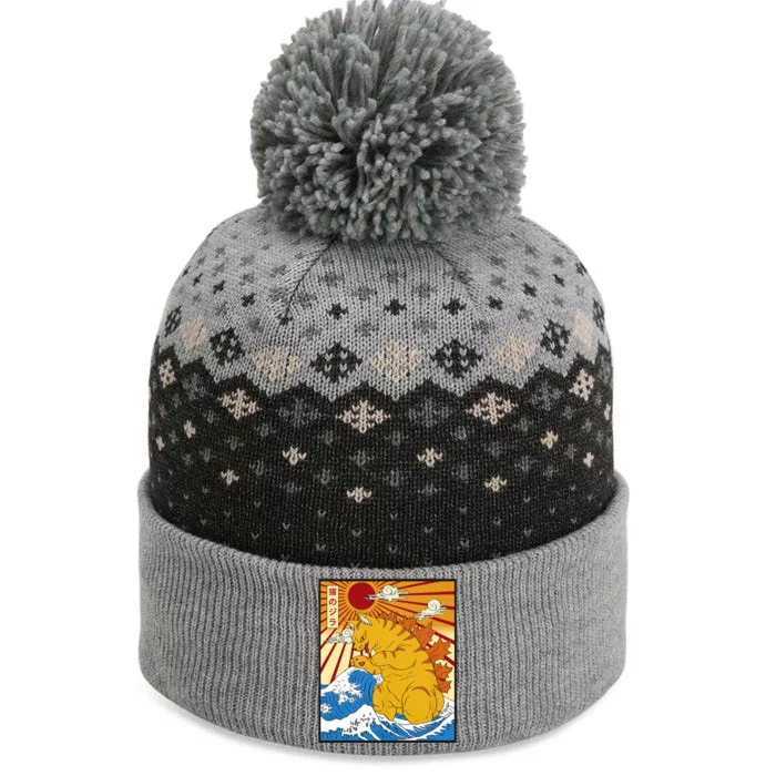 Catzilla Vintage Funny Cute Cat Art Japanese Sunset The Baniff Cuffed Pom Beanie