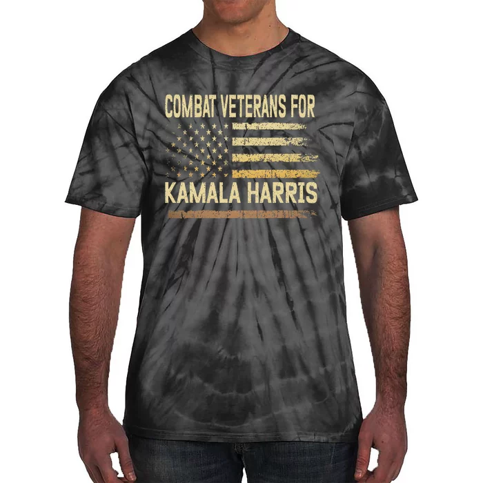 Combat Veterans For Kamala Harris Election Usa Flag Military Tie-Dye T-Shirt