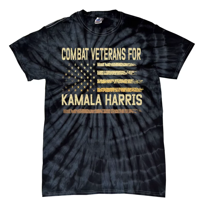 Combat Veterans For Kamala Harris Election Usa Flag Military Tie-Dye T-Shirt