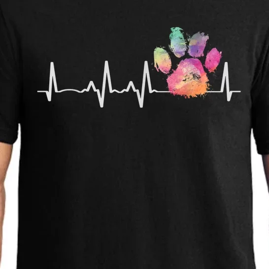 Cute Veterinarian Gift Rainbow Paw Print Heartbeat Vet Tech Gift Pajama Set