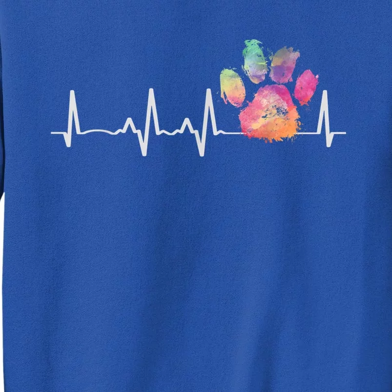 Cute Veterinarian Gift Rainbow Paw Print Heartbeat Vet Tech Gift Tall Sweatshirt