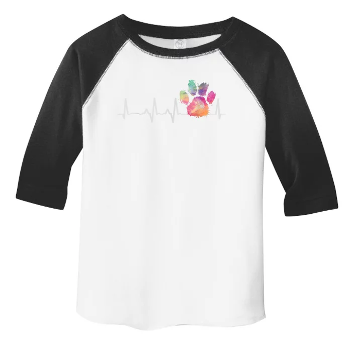 Cute Veterinarian Gift Rainbow Paw Print Heartbeat Vet Tech Gift Toddler Fine Jersey T-Shirt