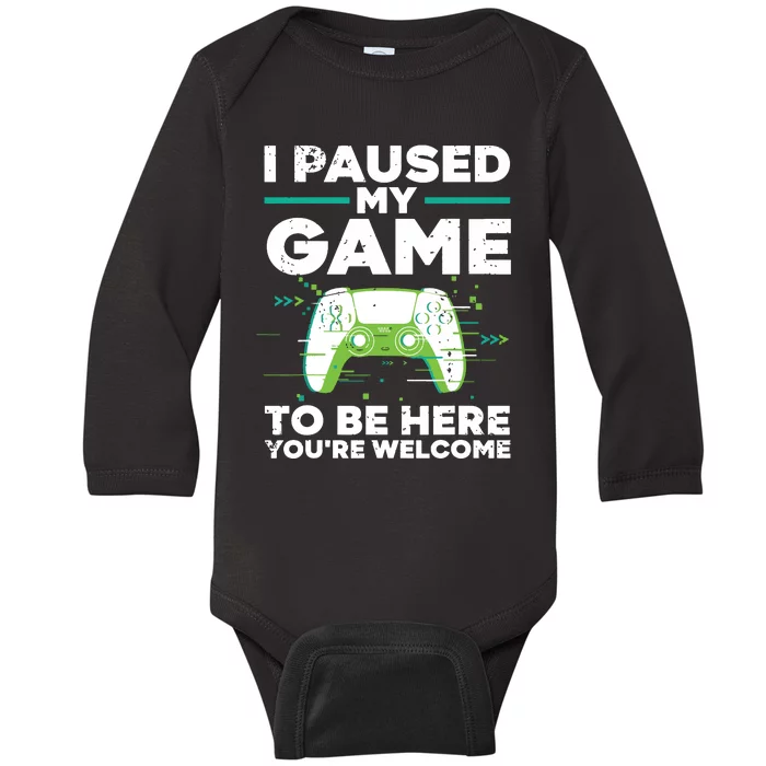 Cool Video Gamer For Men Boy Game Paused Gaming Gamers Baby Long Sleeve Bodysuit