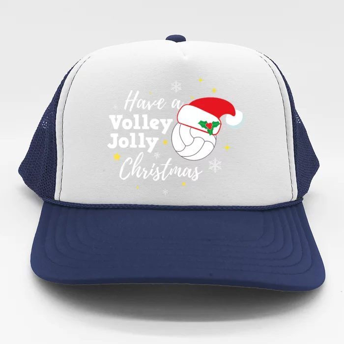 Christmas Volleyball Gift Have A Volley Jolly Christmas Santa Hat Trucker Hat