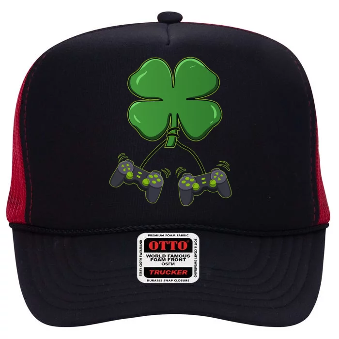 Clover Video Game Controllers St Patricks Day High Crown Mesh Trucker Hat