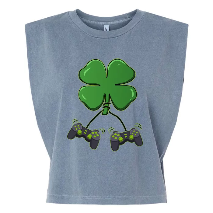 Clover Video Game Controllers St Patricks Day Garment-Dyed Women's Muscle Tee