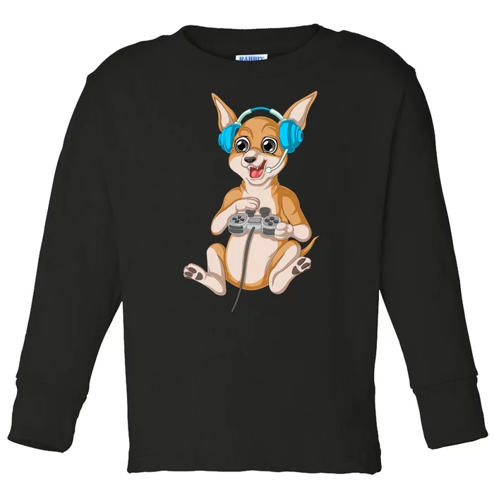 Chihuahua Video Gamer Toddler Long Sleeve Shirt