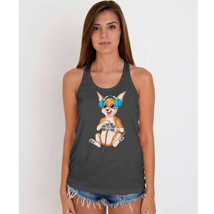 Chihuahua Video Gamer Women's Knotted Racerback Tank