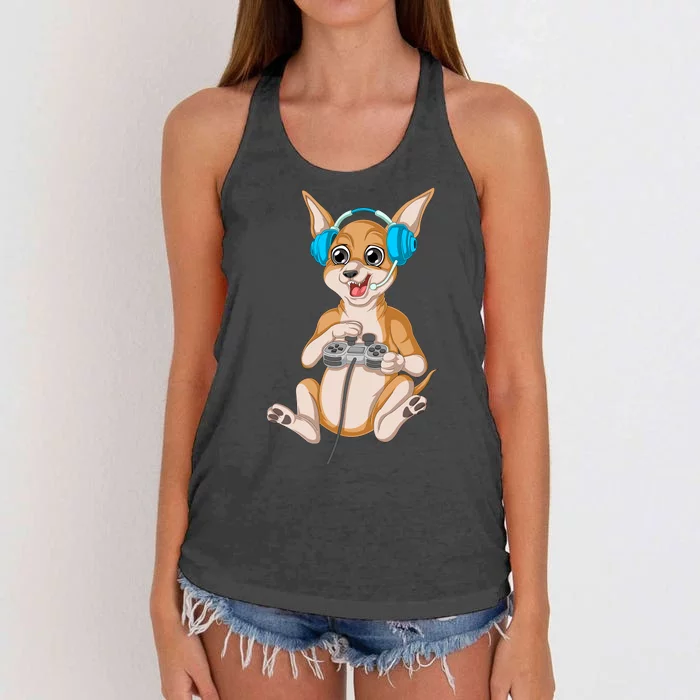 Chihuahua Video Gamer Women's Knotted Racerback Tank