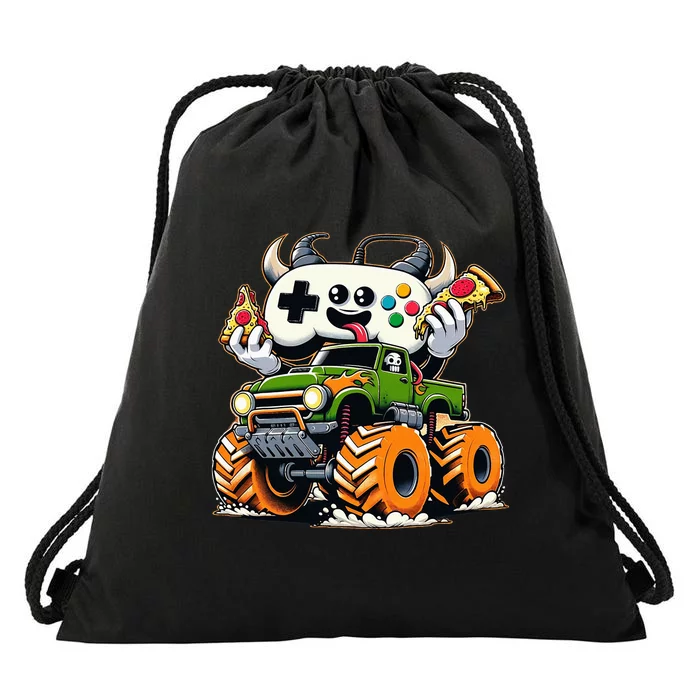 Cool  Video Game Pizza Lifted Truck Drawstring Bag