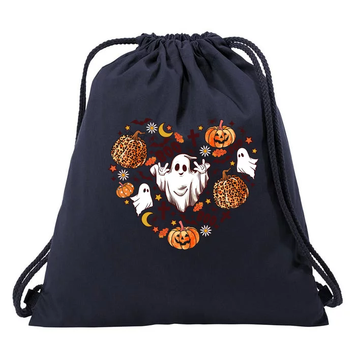 Cute Vintage Graphic Halloween Party Halloween Doodles Heart Drawstring Bag