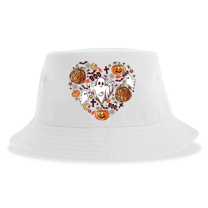 Cute Vintage Graphic Halloween Party Halloween Doodles Heart Sustainable Bucket Hat