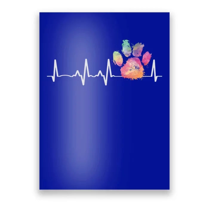 Cute Veterinarian Gift Rainbow Paw Print Heartbeat Vet Tech Gift Poster