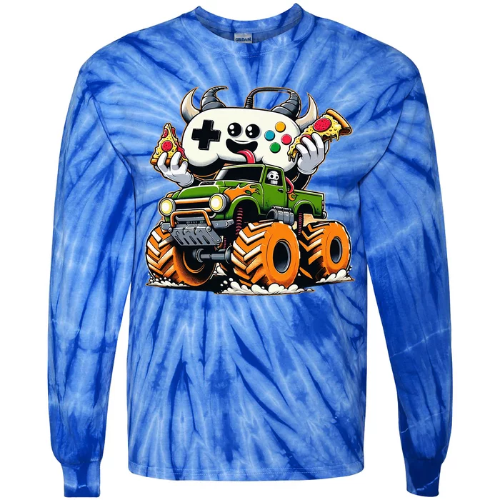 Cool Video Game Pizza Tie-Dye Long Sleeve Shirt