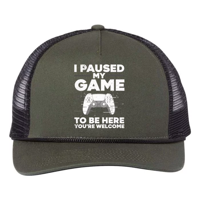 Cool Video Gamer Game Paused Gaming Gamers Retro Rope Trucker Hat Cap