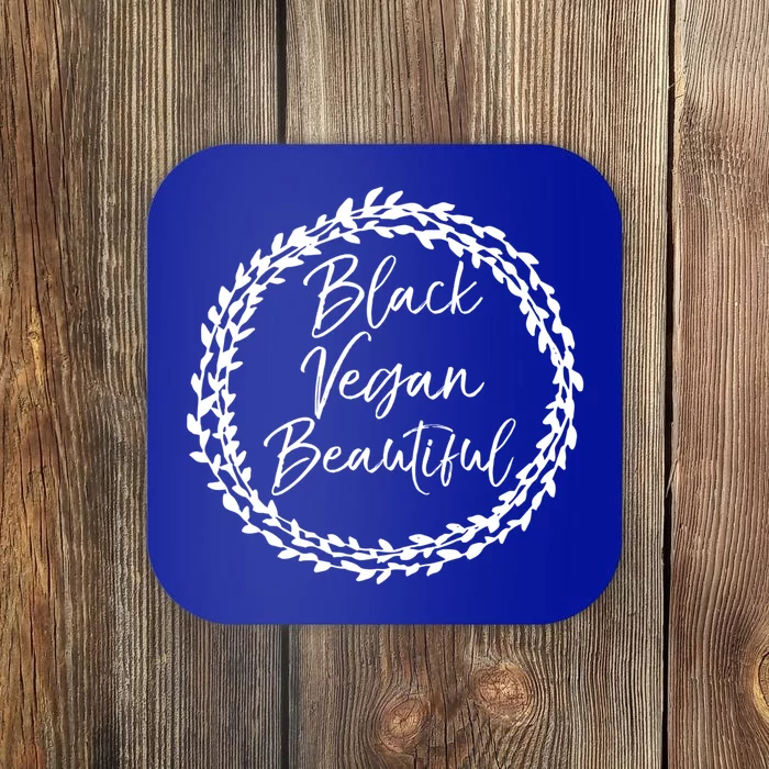 Cute Vegan Gift For Black Floral Black Vegan Beautiful Gift Coaster