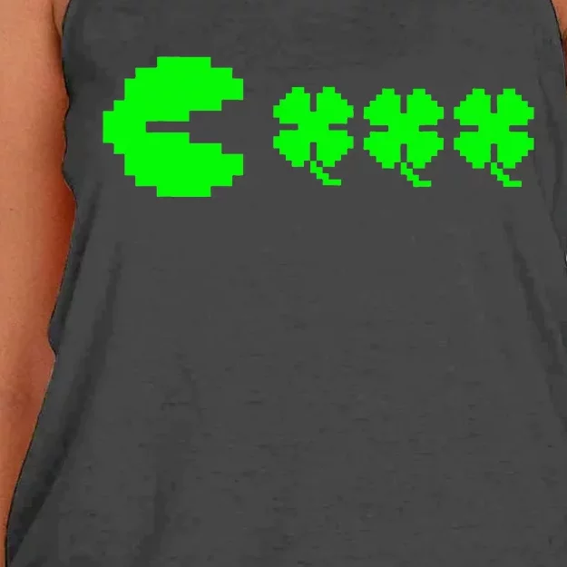 Clover Video Game Controllers St Patricks Day Women's Knotted Racerback Tank