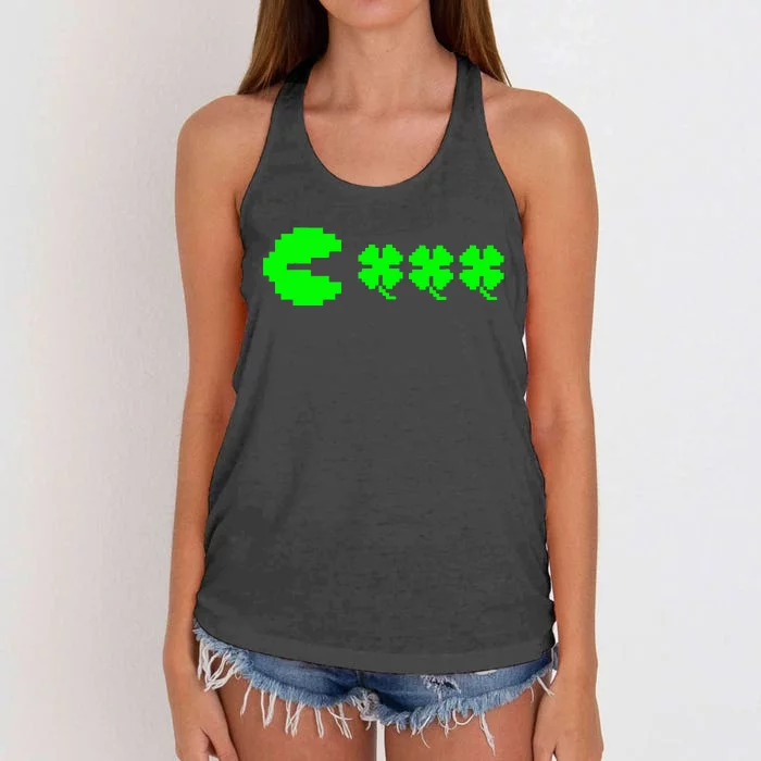 Clover Video Game Controllers St Patricks Day Women's Knotted Racerback Tank