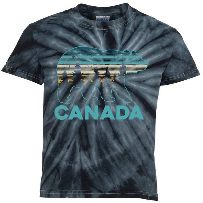 Canada Vintage Grizzly Bear Souvenir Gift Kids Tie-Dye T-Shirt