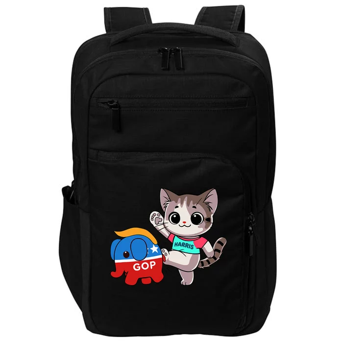 Cat Vs. Gop Elephant Kamala Harris Anti Trump Anti Maga Impact Tech Backpack