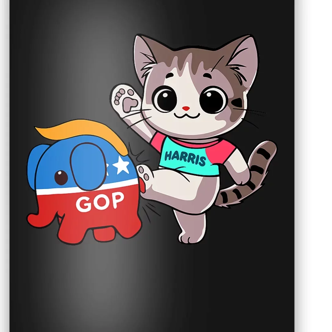 Cat Vs. Gop Elephant Kamala Harris Anti Trump Anti Maga Poster