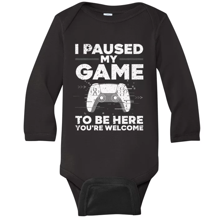 Cool Video Gamer For Men Kids Game Paused Gaming Gamers Baby Long Sleeve Bodysuit