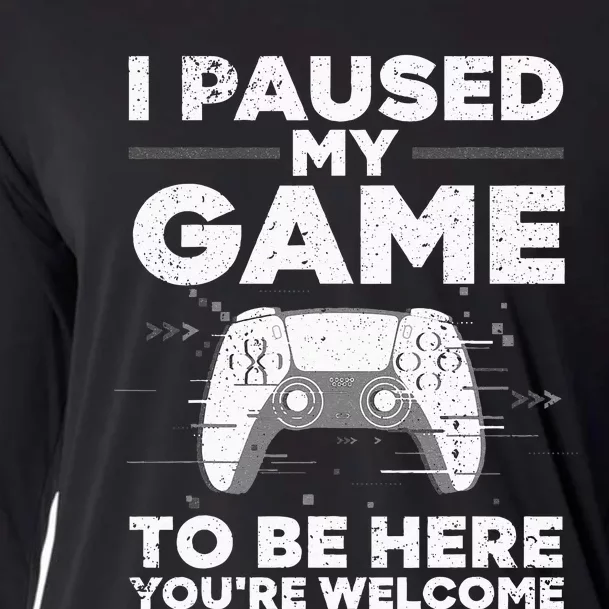 Cool Video Gamer For Men Kids Game Paused Gaming Gamers Cooling Performance Long Sleeve Crew