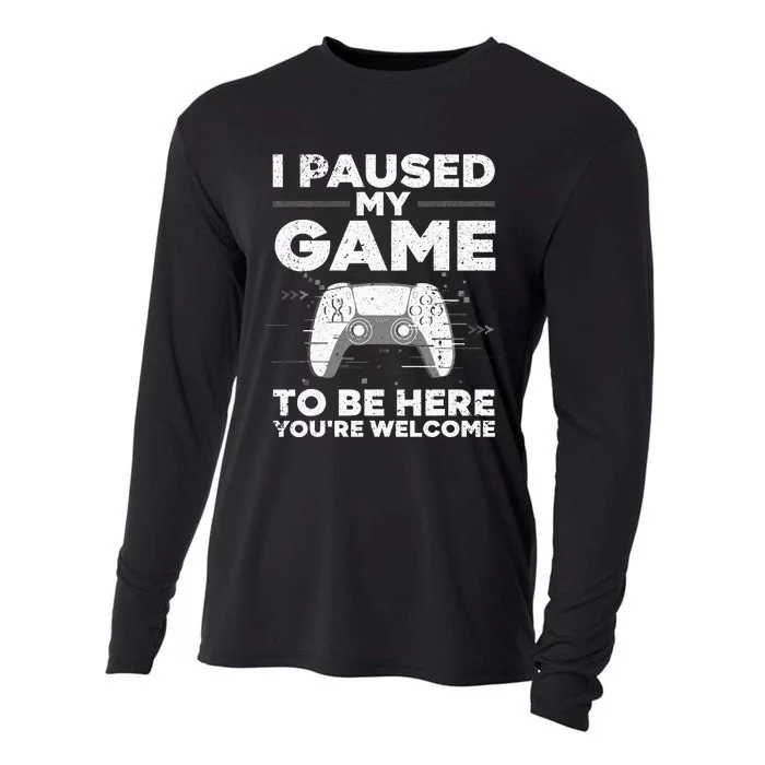 Cool Video Gamer For Men Kids Game Paused Gaming Gamers Cooling Performance Long Sleeve Crew