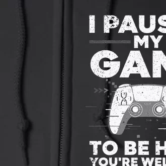 Cool Video Gamer For Men Kids Game Paused Gaming Gamers Full Zip Hoodie