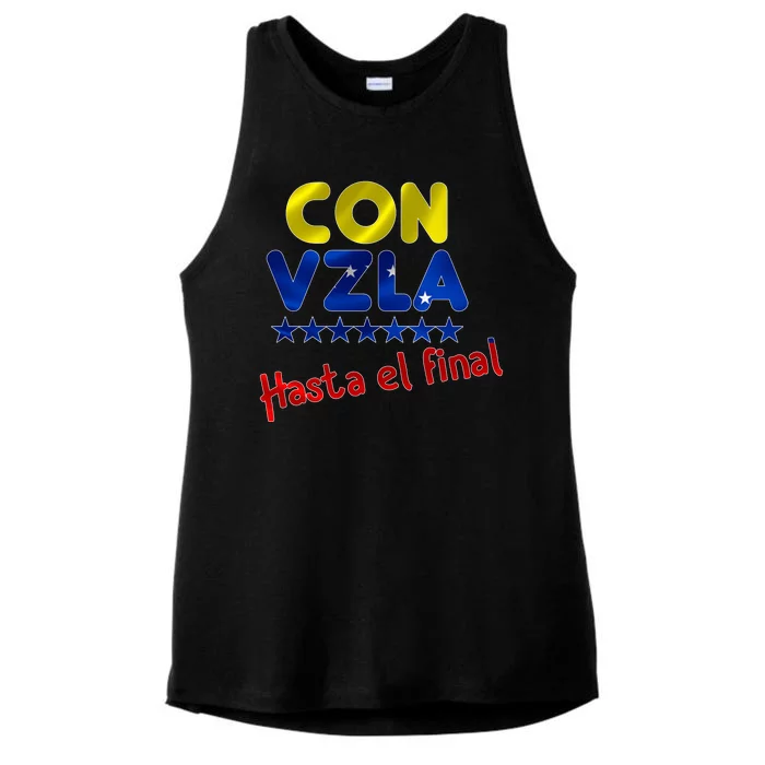 Con Venezuela Hasta El Final Ladies Tri-Blend Wicking Tank