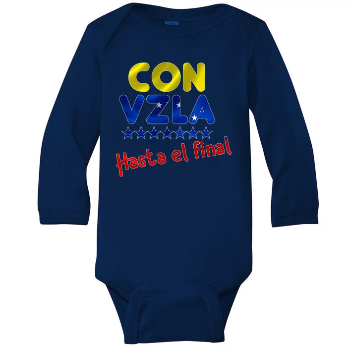 Con Venezuela Hasta El Final Baby Long Sleeve Bodysuit