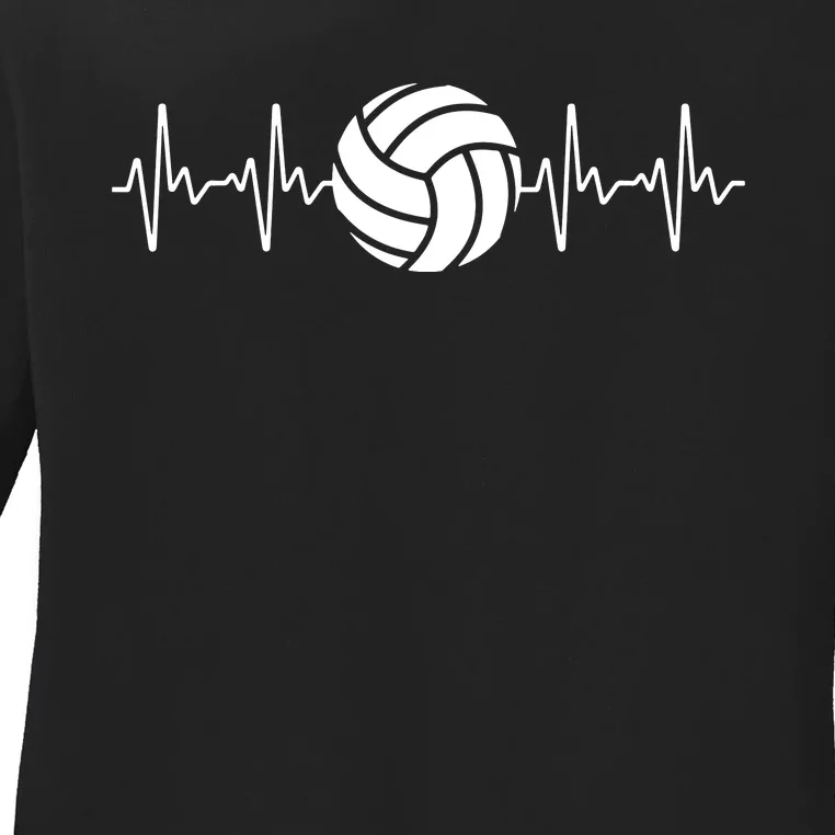 Cool Volleyball Heartbeat Design Volleyball Coach Ladies Long Sleeve Shirt