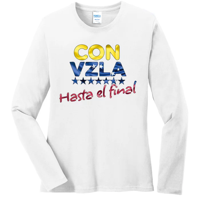 Con Venezuela Hasta El Final Maria Corina Machado Edmundo Ladies Long Sleeve Shirt