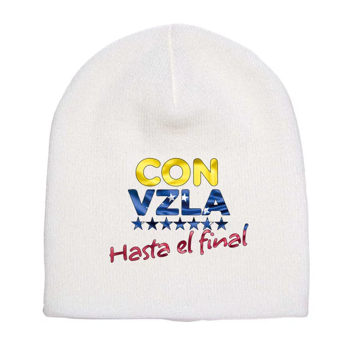 Con Venezuela Hasta El Final Maria Corina Machado Edmundo Short Acrylic Beanie