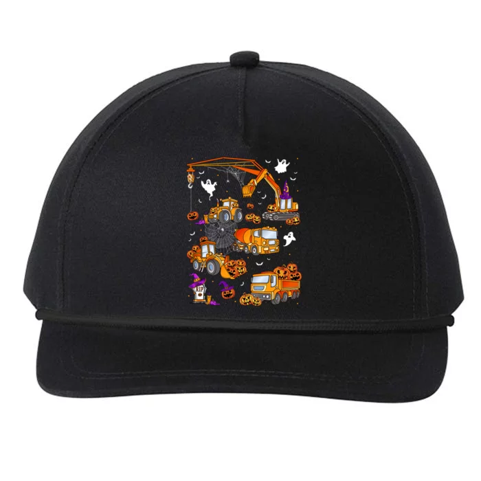 Construction Vehicle Halloween Crane Truck Pumpkin Gift Snapback Five-Panel Rope Hat