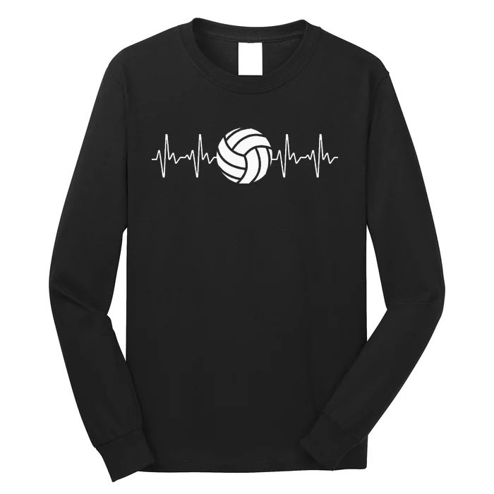 Cool Volleyball Heartbeat Design Volleyball Coach Long Sleeve Shirt