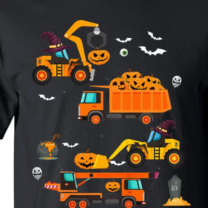 Construction Vehicle Halloween Crane Truck Pumpkin Tall T-Shirt